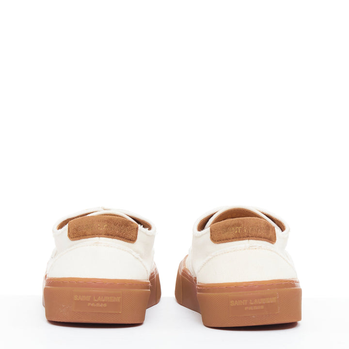 SAINT LAURENT Venice cream gum lace up low skate sneakers EU40