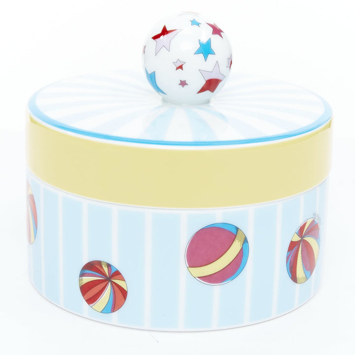 RHERMES Circus Round Box blue yellow white star balls porcelain container