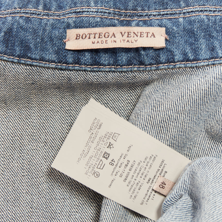 BOTTEGA VENETA blue washed denim patch pocket discreet logo chore jacket IT48 M