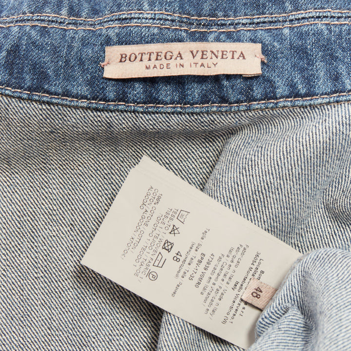 BOTTEGA VENETA blue washed denim patch pocket discreet logo chore jacket IT48 M