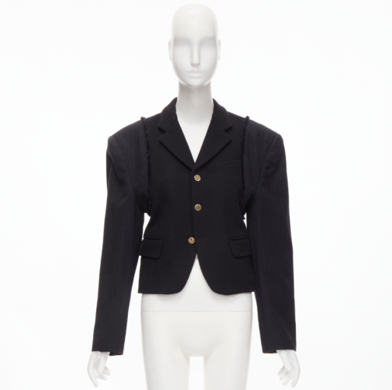 vintage COMME DES GARCONS 1993 black reconstructed shoulder padded blazer M