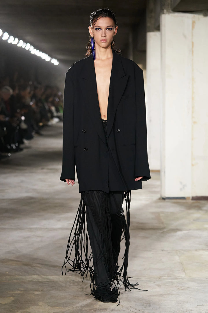 rare DRIES VAN NOTEN 2023 Runway handmade Macrame woven fringe tie skirt