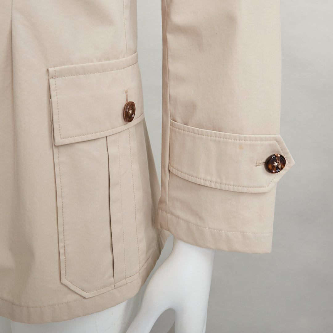 DOLCE GABBANA beige cotton brown horn buttons pockets field jacket IT44 XS
