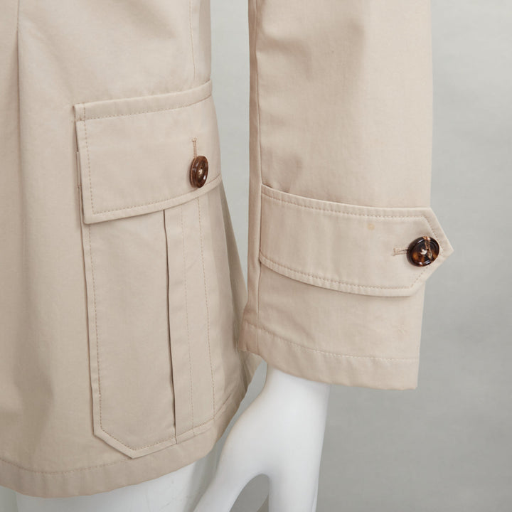 DOLCE GABBANA beige cotton brown horn buttons pockets field jacket IT44 XS