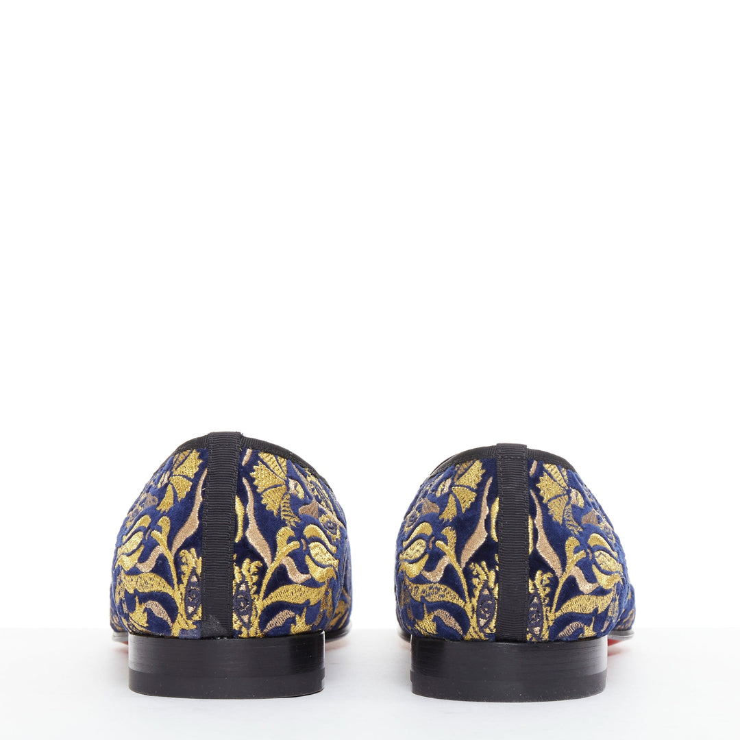 rare CHRISTIAN LOUBOUTIN Marcantonia Flat gold baroque velvet loafer EU44