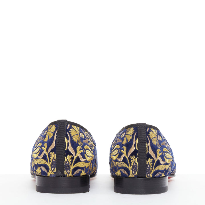 rare CHRISTIAN LOUBOUTIN Marcantonia Flat gold baroque velvet loafer EU44