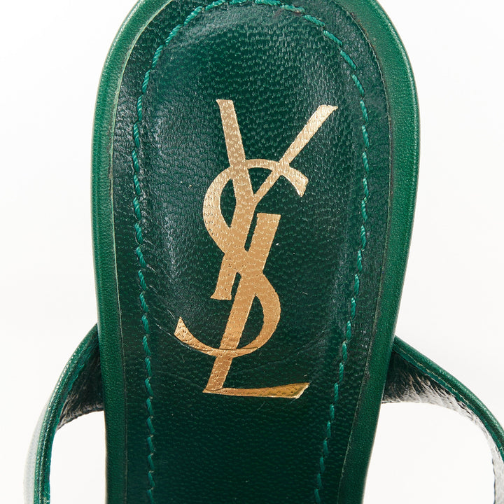 YVES SAINT LAURENT 2011 Tribute green smooth leather ankle strap sandal EU37 US7