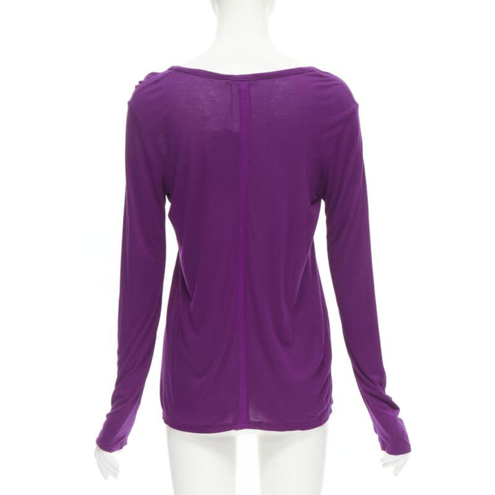 THE ROW Hazelton 100% viscose purple scoop neck long sleeve tshirt S