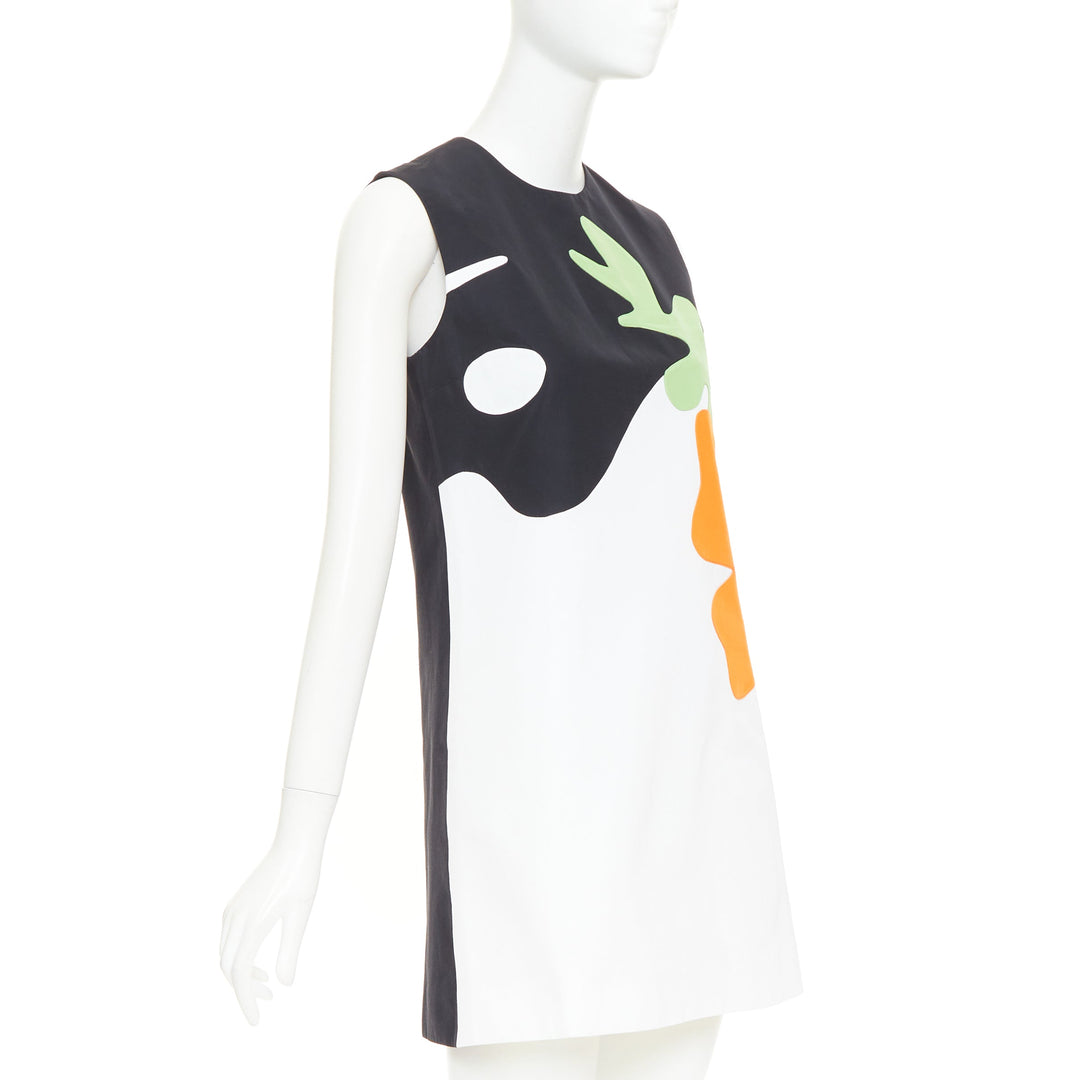 VVB VICTORIA BECKHAM orange green black white viscose blend silk dress UK8 S