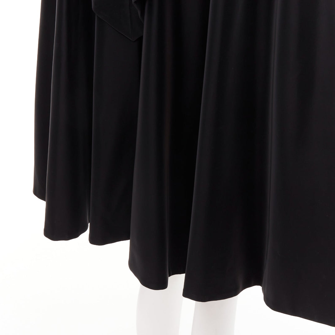 CHANEL 23K Runway black Camellia button cape overlay fluid parka coat FR38 M