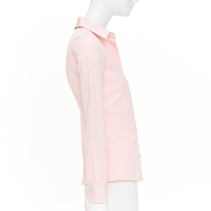 MICHAEL KORS Collection pastel pink silk cotton crystal button down top US0 XS