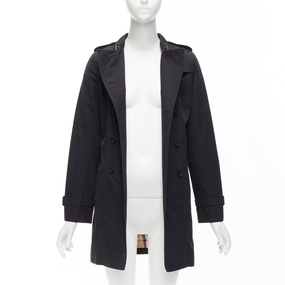 BURBERRY Kids Mini Sandringham black cotton double breasted trench coat 14Y