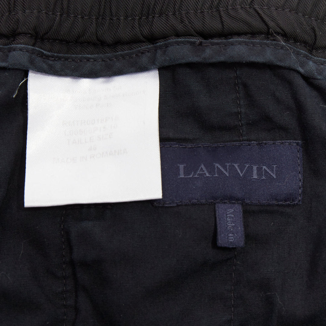 LANVIN black silver zip pocket mid waist tapered jogger pants FR46 S
