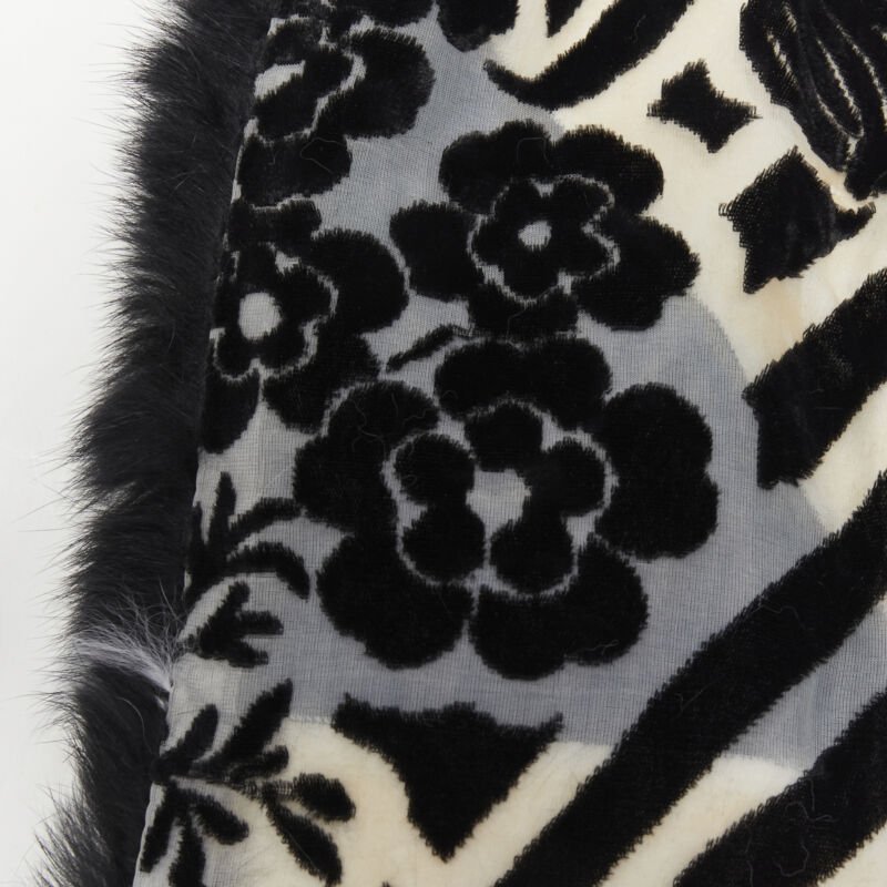 vintage CHRISTIAN DIOR John Galliano 2003 black white rabbit fur velvet scarf