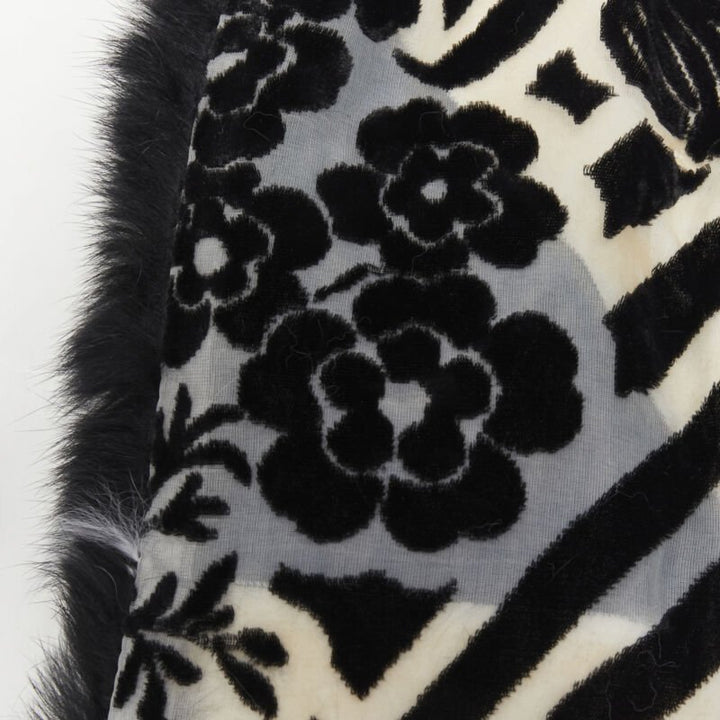 vintage CHRISTIAN DIOR John Galliano 2003 black white rabbit fur velvet scarf