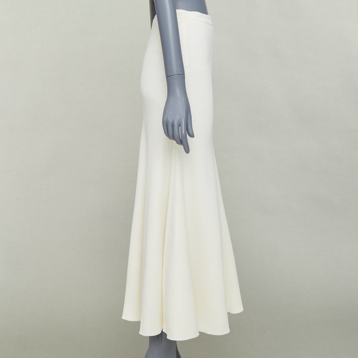 GIAMBATTISTA VALLI cream silk lined high waist flute mermaid midi skirt IT38 XS