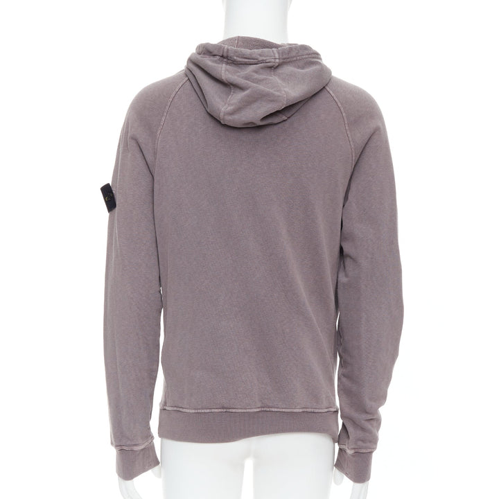 STONE ISLAND purple dust treatment washed grey purple cotton hoodie M