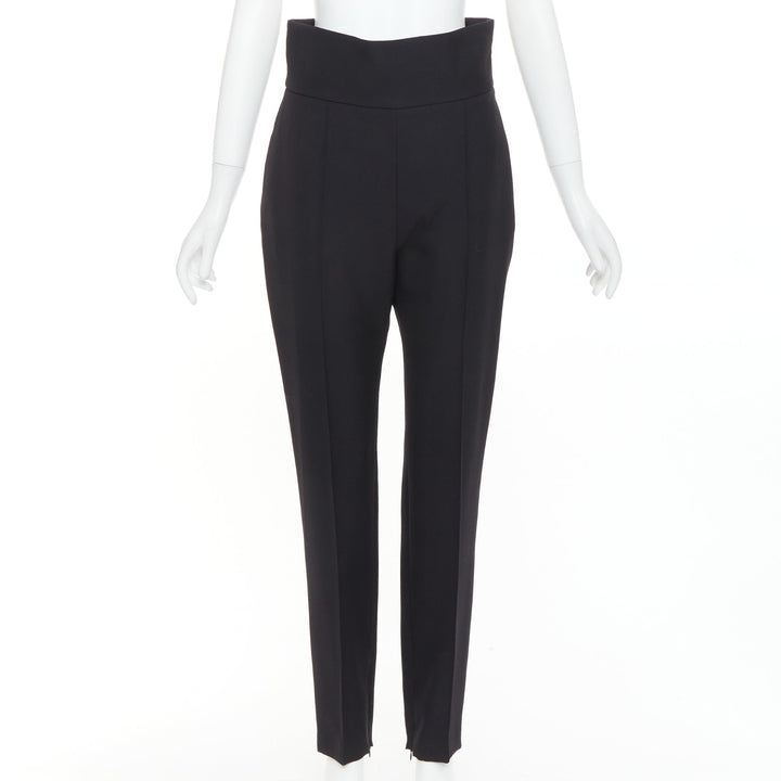 ALEXANDRE VAUTHIER black high waist pleated zip hem harem pants FR40 L