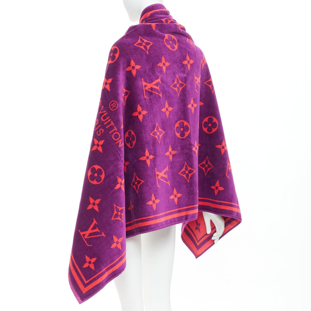 LOUIS VUITTON Vuittamins  pink purple cotton LV monogram beach towel