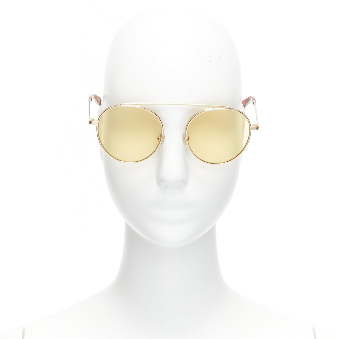 VICTORIA ECKHAM Cati VBS137 gold round frame yellow lens sunglasses
