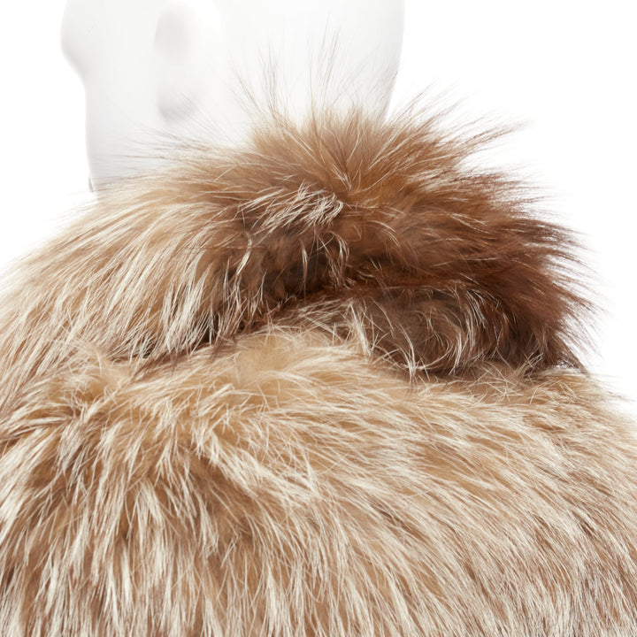FENDI brown fur long sleeve crop jacket with detachable collar IT36 XXS