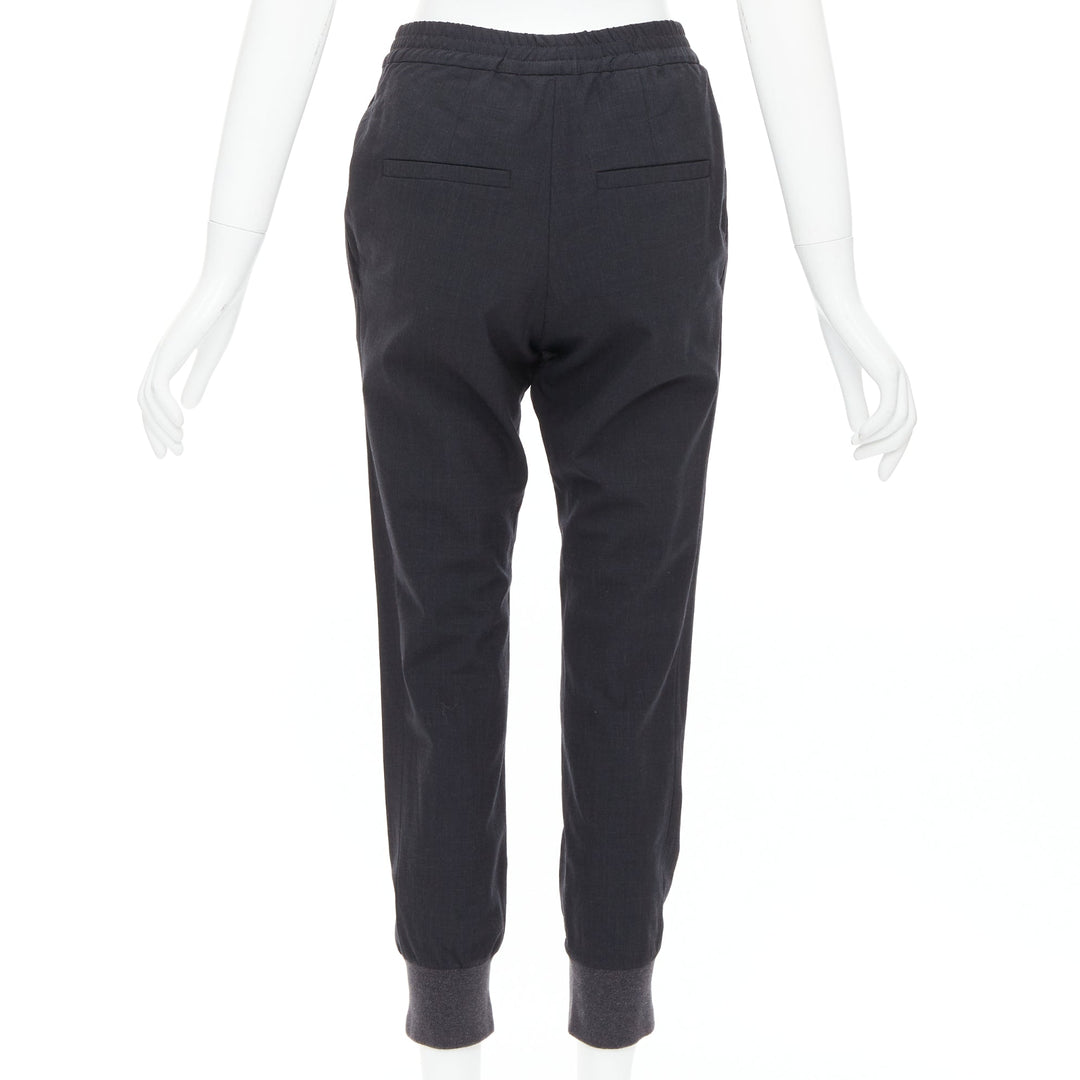 BRUNELLO CUCINELLI dark grey virgin wool blend relaxed jogger pants IT38 XS