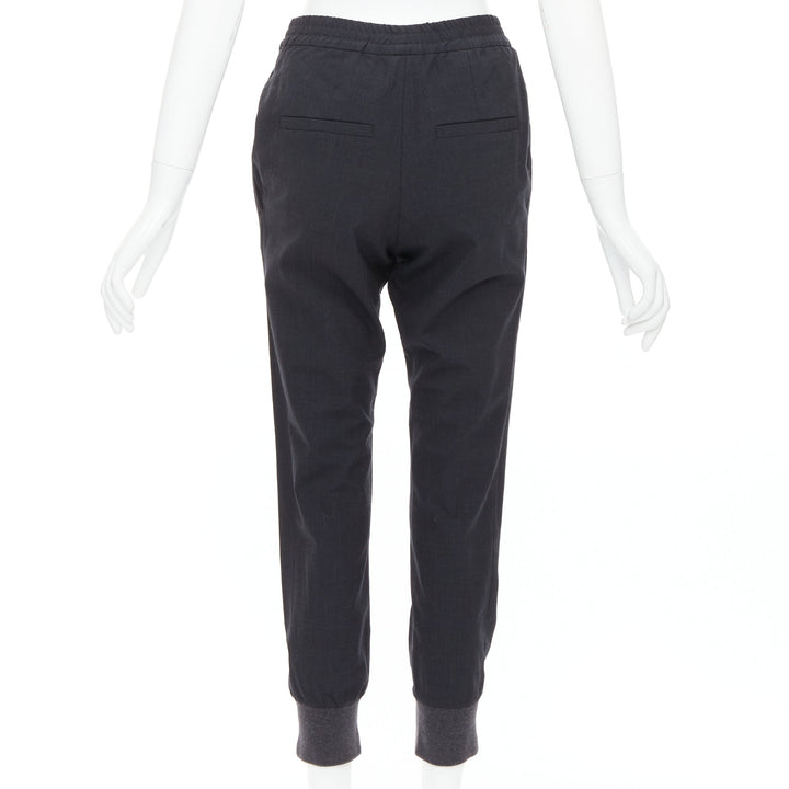 BRUNELLO CUCINELLI dark grey virgin wool blend relaxed jogger pants IT38 XS