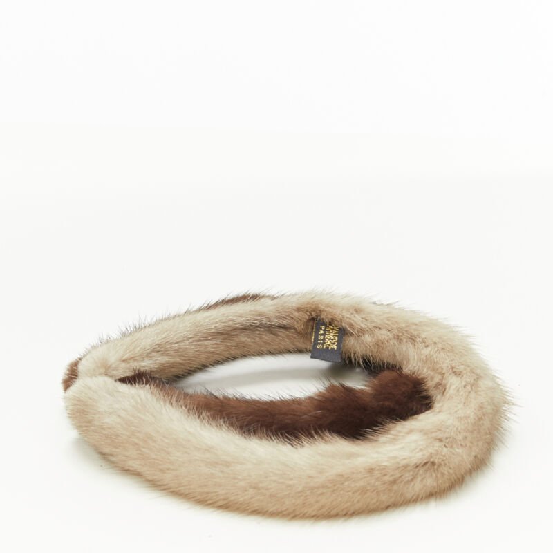 ALEXANDER ZOUARI 2X brown natural grey mink fur headband