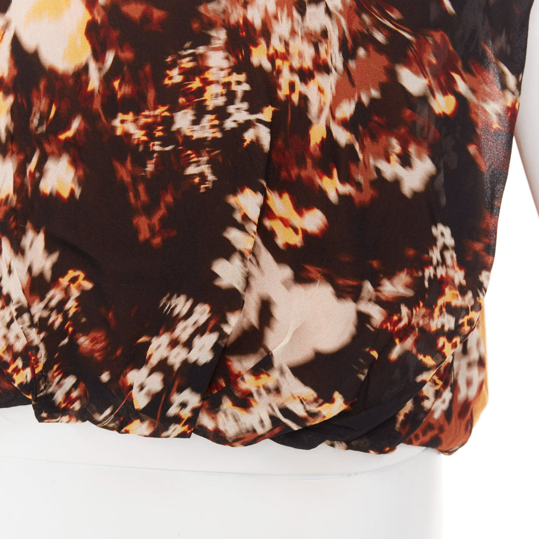 DRIES VAN NOTEN 2021 Hernet brown black cotton blurry floral cap sweater S