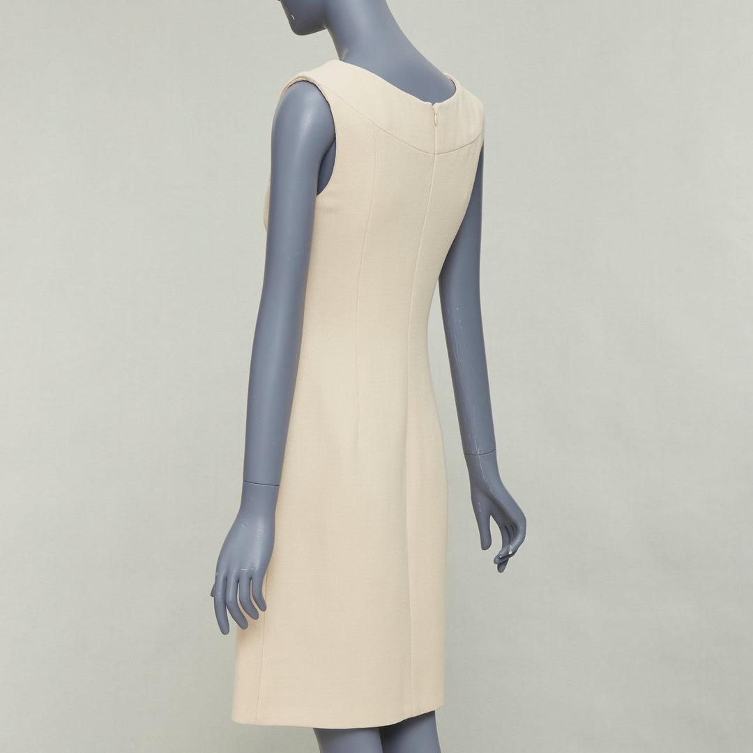 DOLCE GABBANA 1990s Vintage cream wool twill minimal contour seam dress  IT40 M