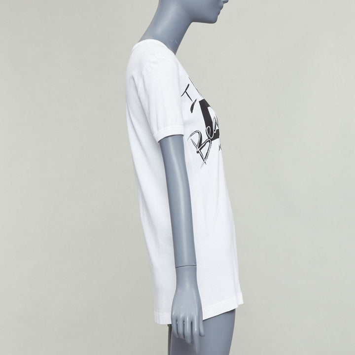 DOLCE GABBANA white cotton Beautiful D&G Life print tshirt IT36 XS