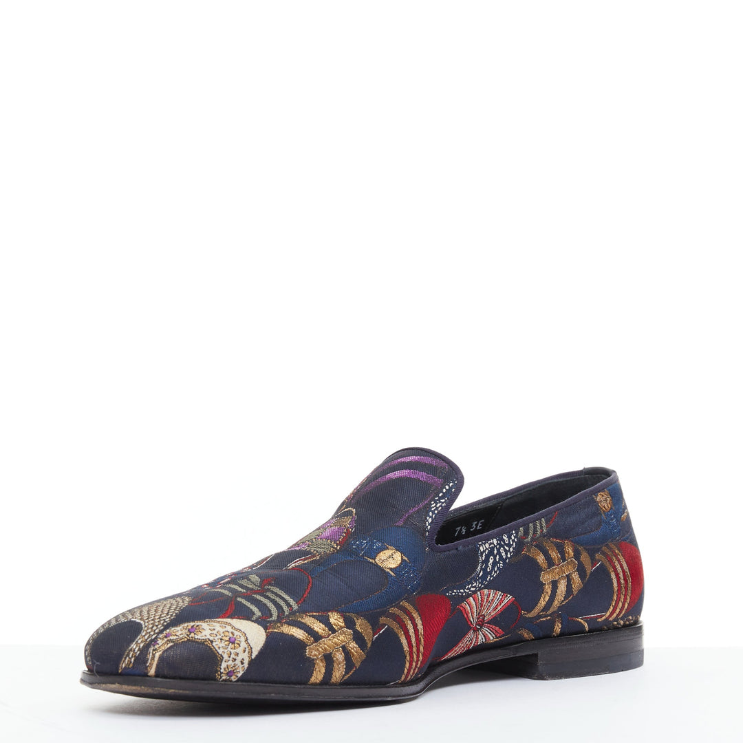 SALVATORE FERRAGAMO Blondie shoe pattern jacquard flat loafers UK7.5 EU41.5
