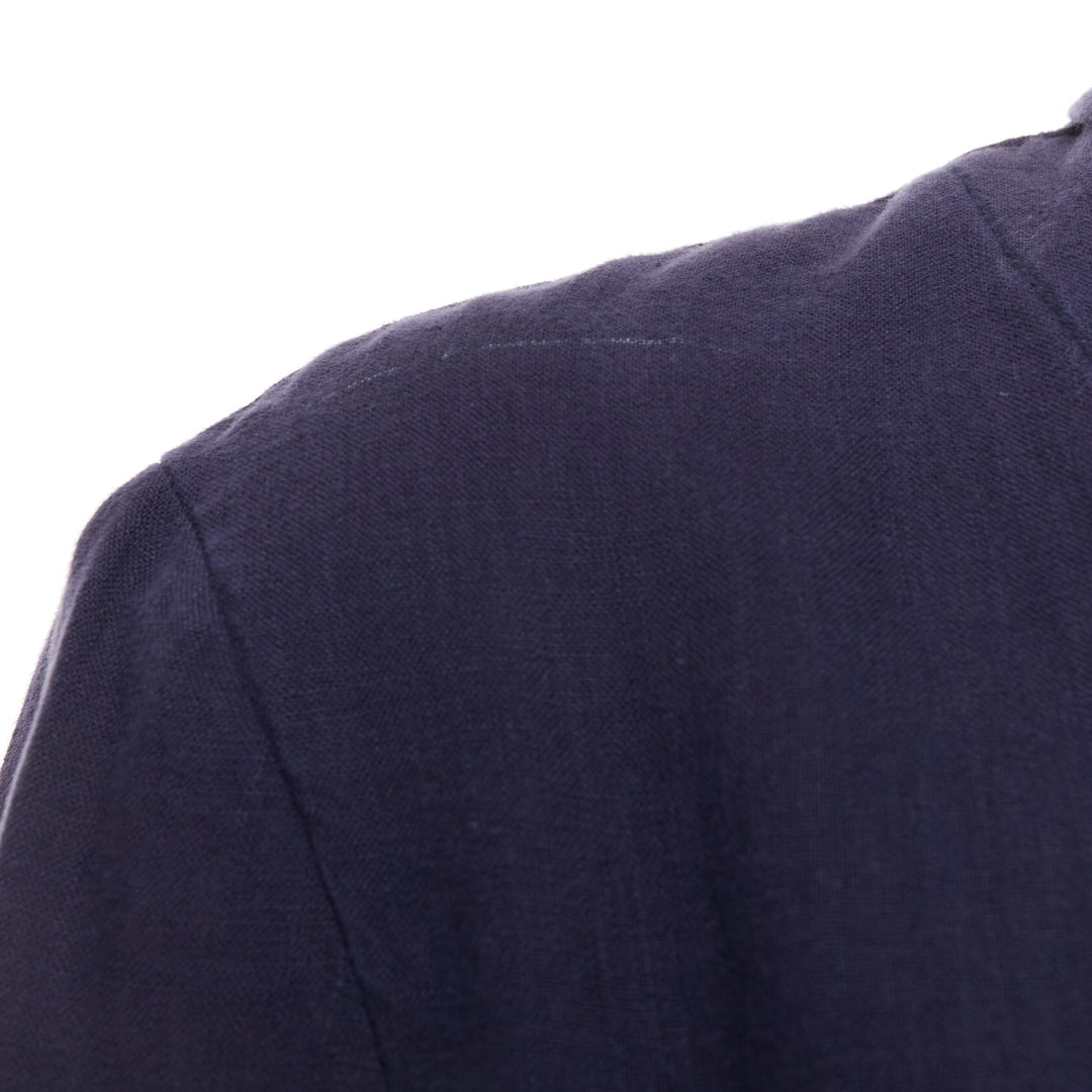 Y'S YOHJI YAMAMOTO navy linen 4-pocket safari long-line work shirt jacket JP3 L