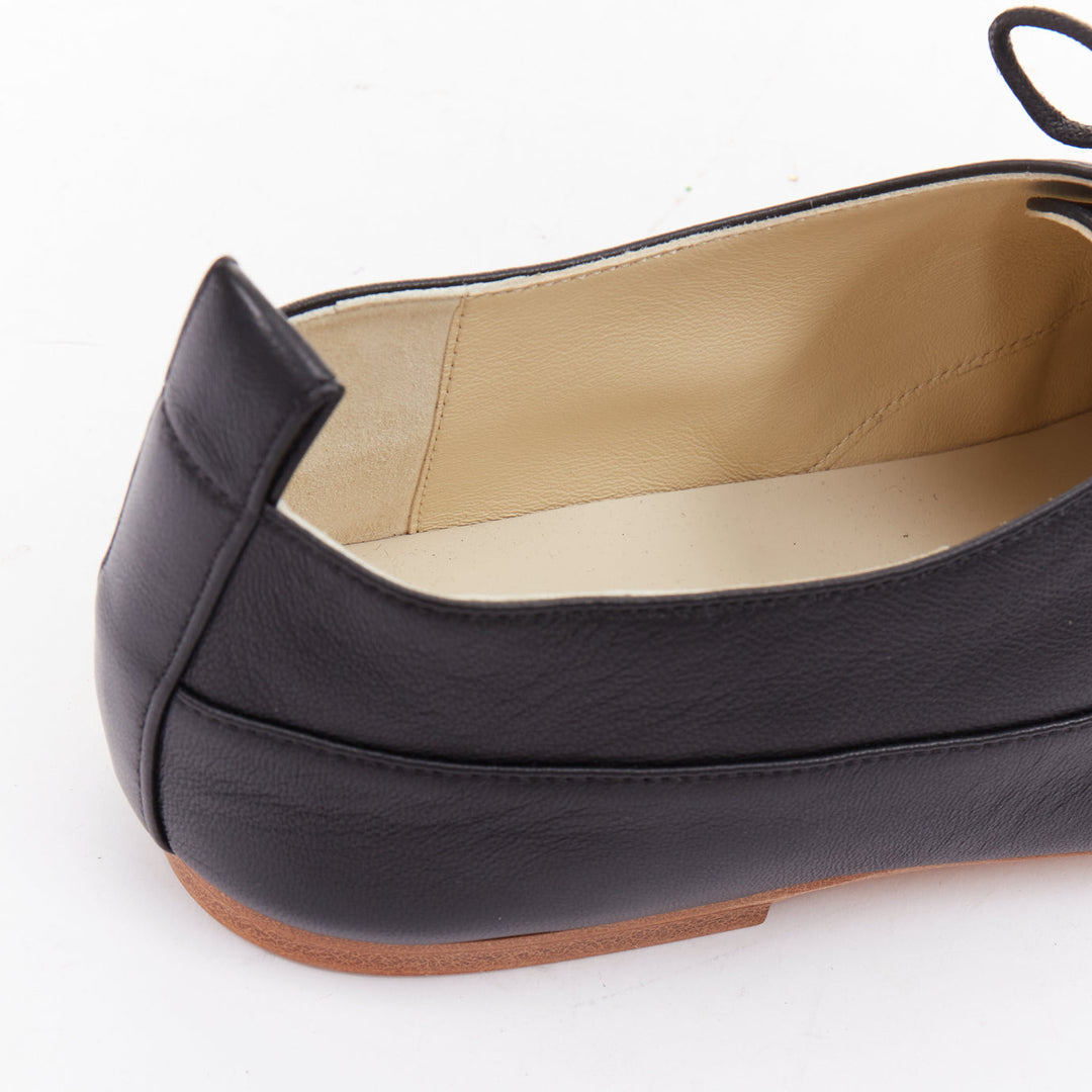 CELINE Lise Triomphe Richelieu black smooth perforated flat sole loafers EU39