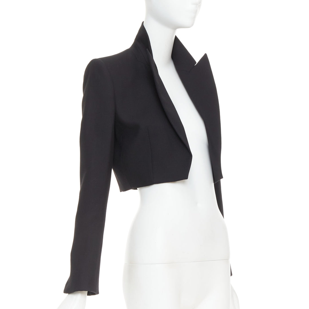 ALEXANDRE VAUTHIER COUTURE black stand peak lapel cropped tuxedo blazer jacket