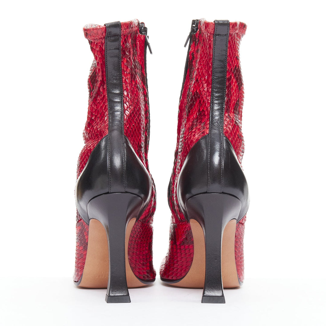 OLD CELINE Phoebe Philo Madame Flared red leather square toe ankle boots EU39
