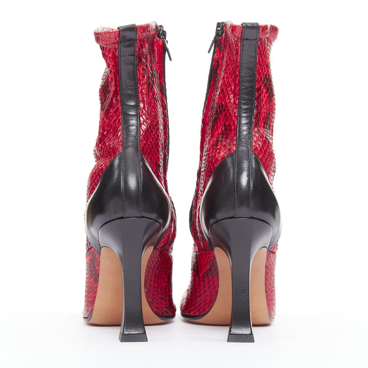 OLD CELINE Phoebe Philo Madame Flared red leather square toe ankle boots EU39