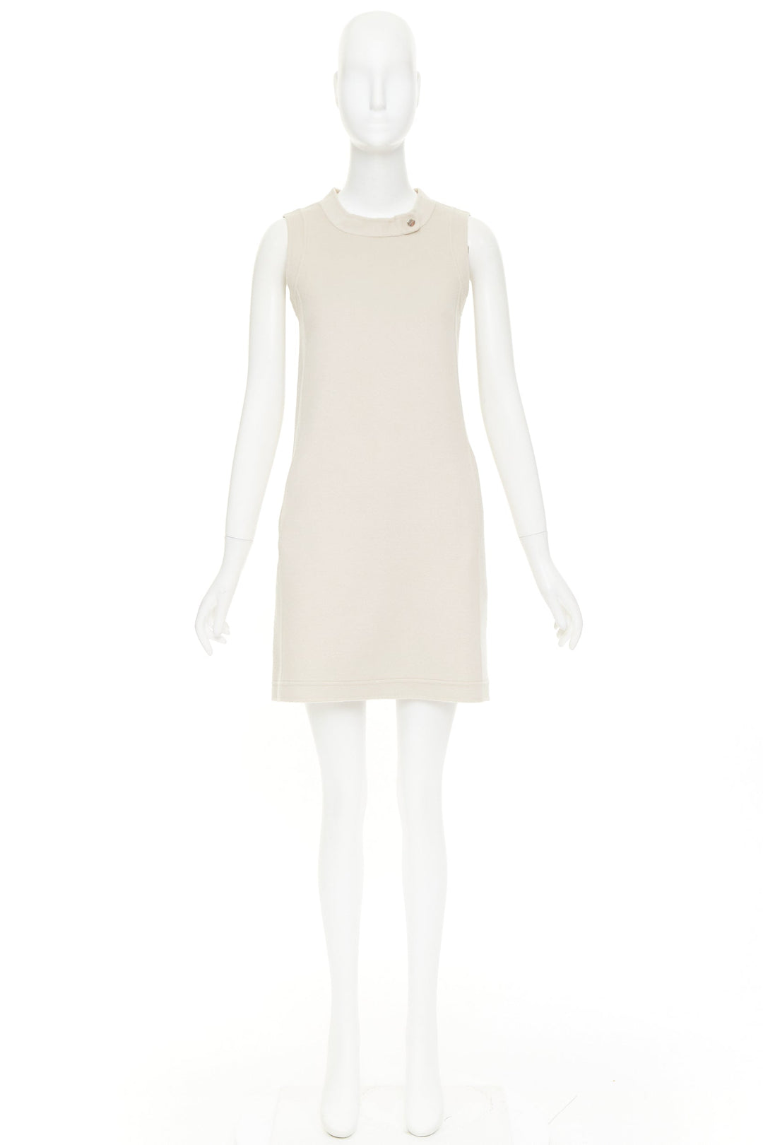 MAX MARA S' light grey virgin wool angora snap button collar dress IT34 XXS