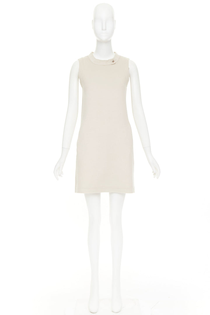 MAX MARA S' light grey virgin wool angora snap button collar dress IT34 XXS