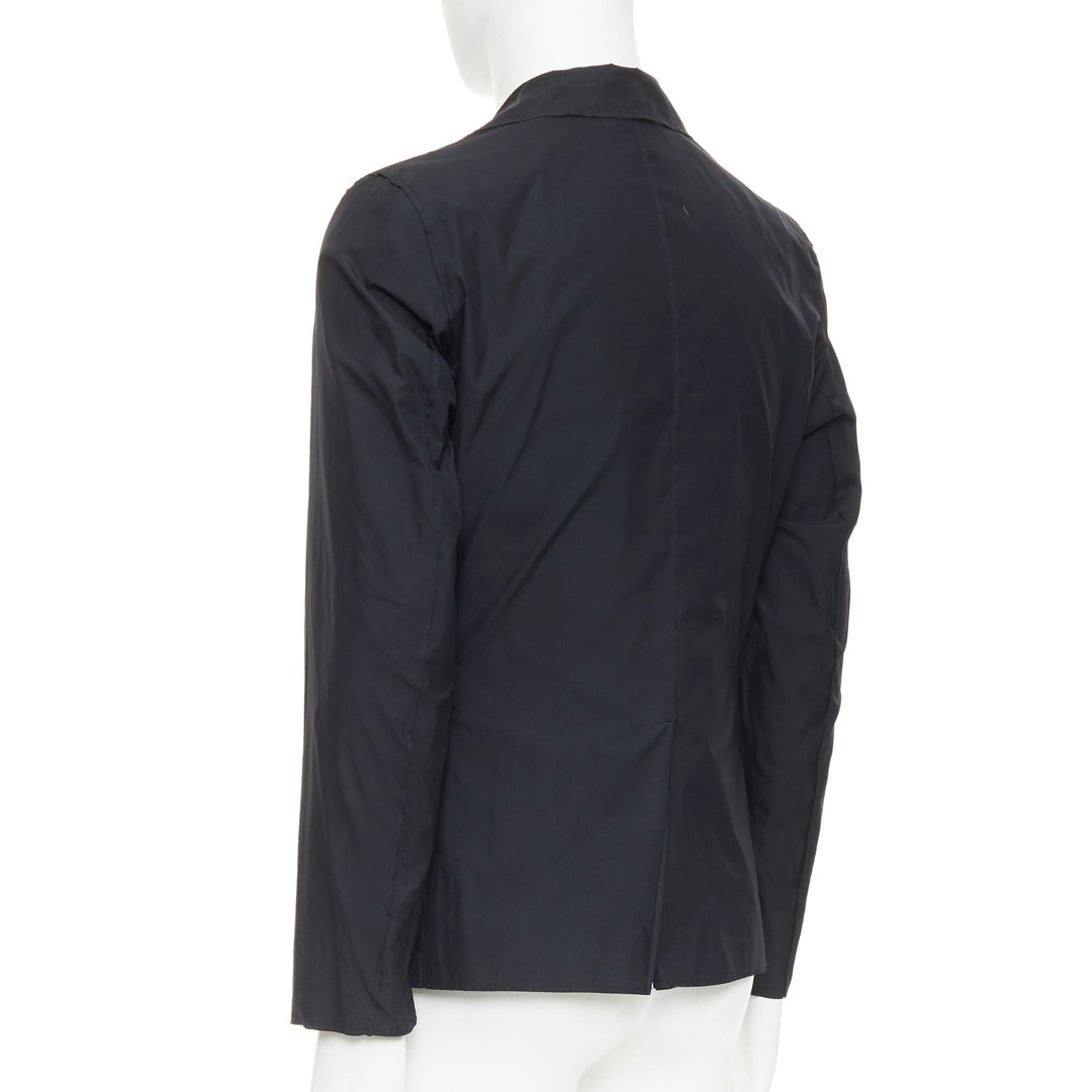 LANVIN black light double layer fabric raw edges blazer jacket FR44 XS