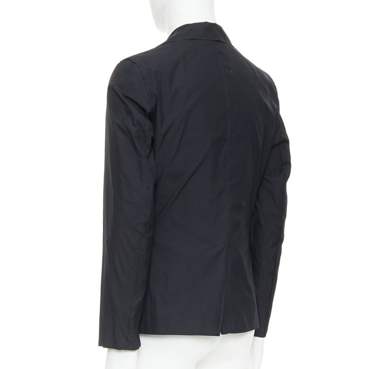 LANVIN black light double layer fabric raw edges blazer jacket FR44 XS