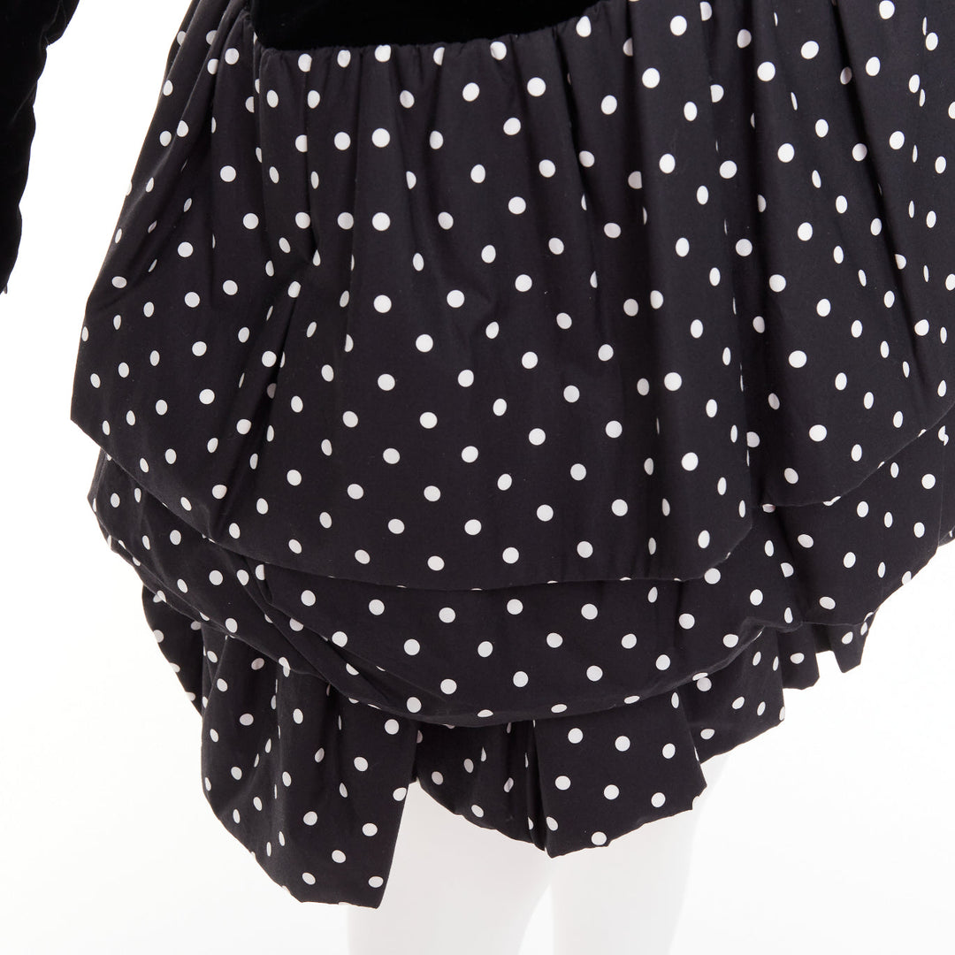 ALEXANDRE VAUTHIER COUTURE Runway black velvet polka dot mini dress