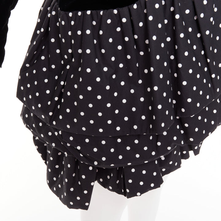 ALEXANDRE VAUTHIER COUTURE Runway black velvet polka dot mini dress