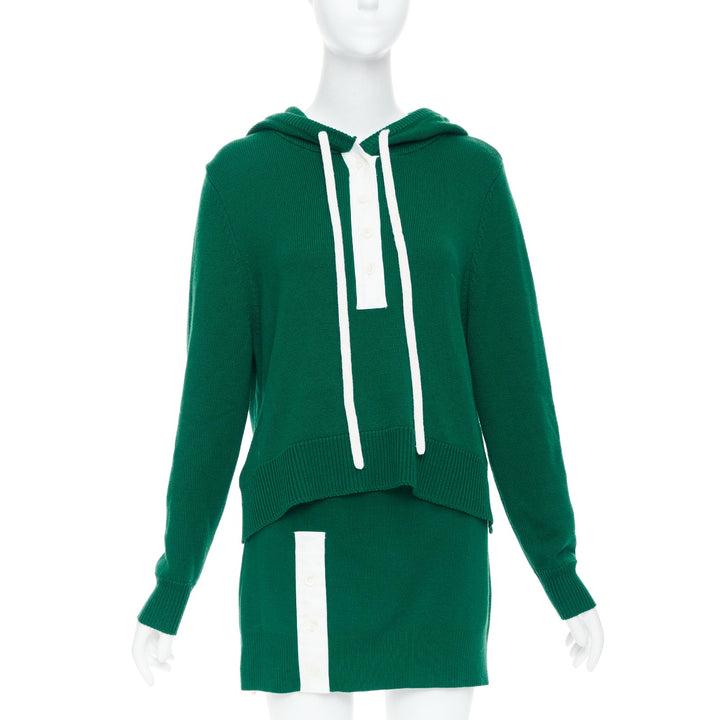 MONSE 2021 Runway green white logo polo  hood sweater mini skirt