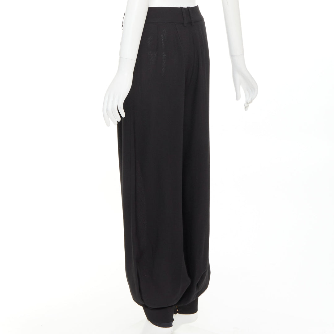 ALEXANDRE VAUTHIER COUTURE black pleated cuffed drop crotch barrel balloon pants