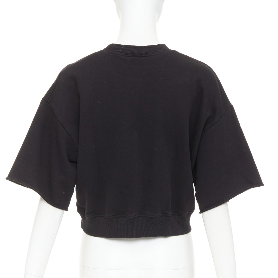 SAINT LAURENT 2016 black cotton vintage logo cropped boxy sweatshirt XS