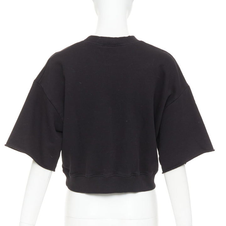 SAINT LAURENT 2016 black cotton vintage logo cropped boxy sweatshirt XS