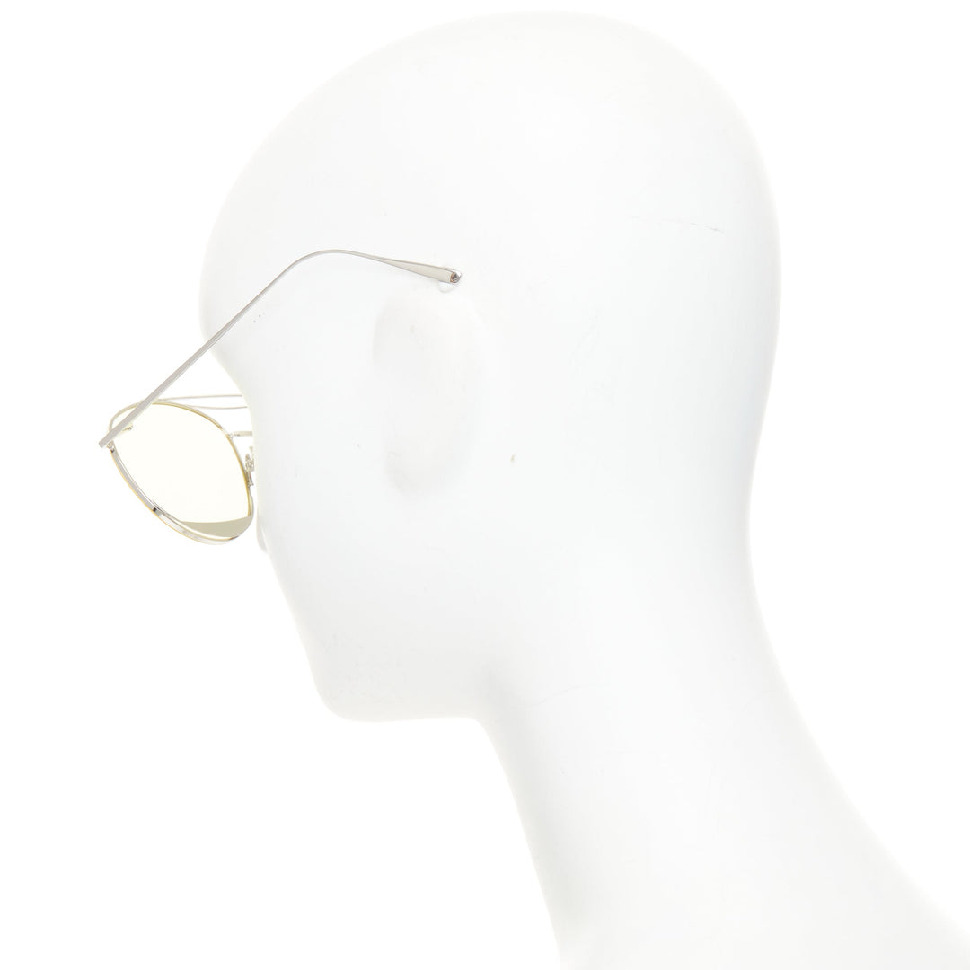 GENTLE MONSTER Odd Odd 02 yellow flat lens silver aviator sunglasses