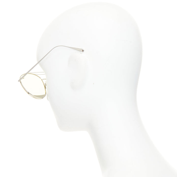 GENTLE MONSTER Odd Odd 02 yellow flat lens silver aviator sunglasses