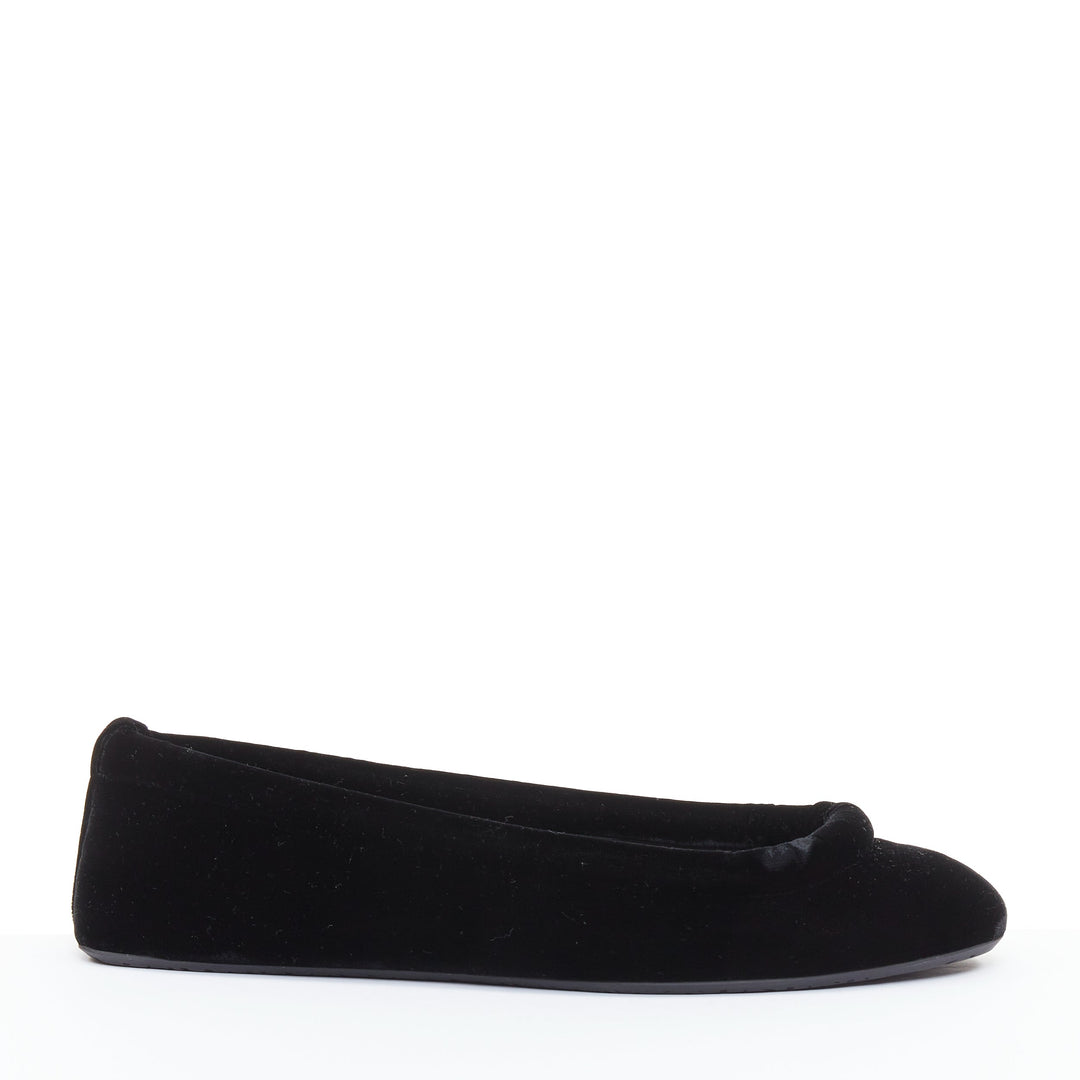 ALAIA black velvet padded 3D outline low vamp ballerina flats EU38